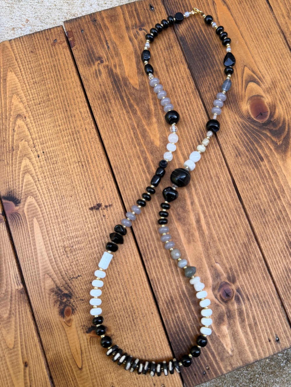 Handcrafted Black and White Beaded Women's Necklace
